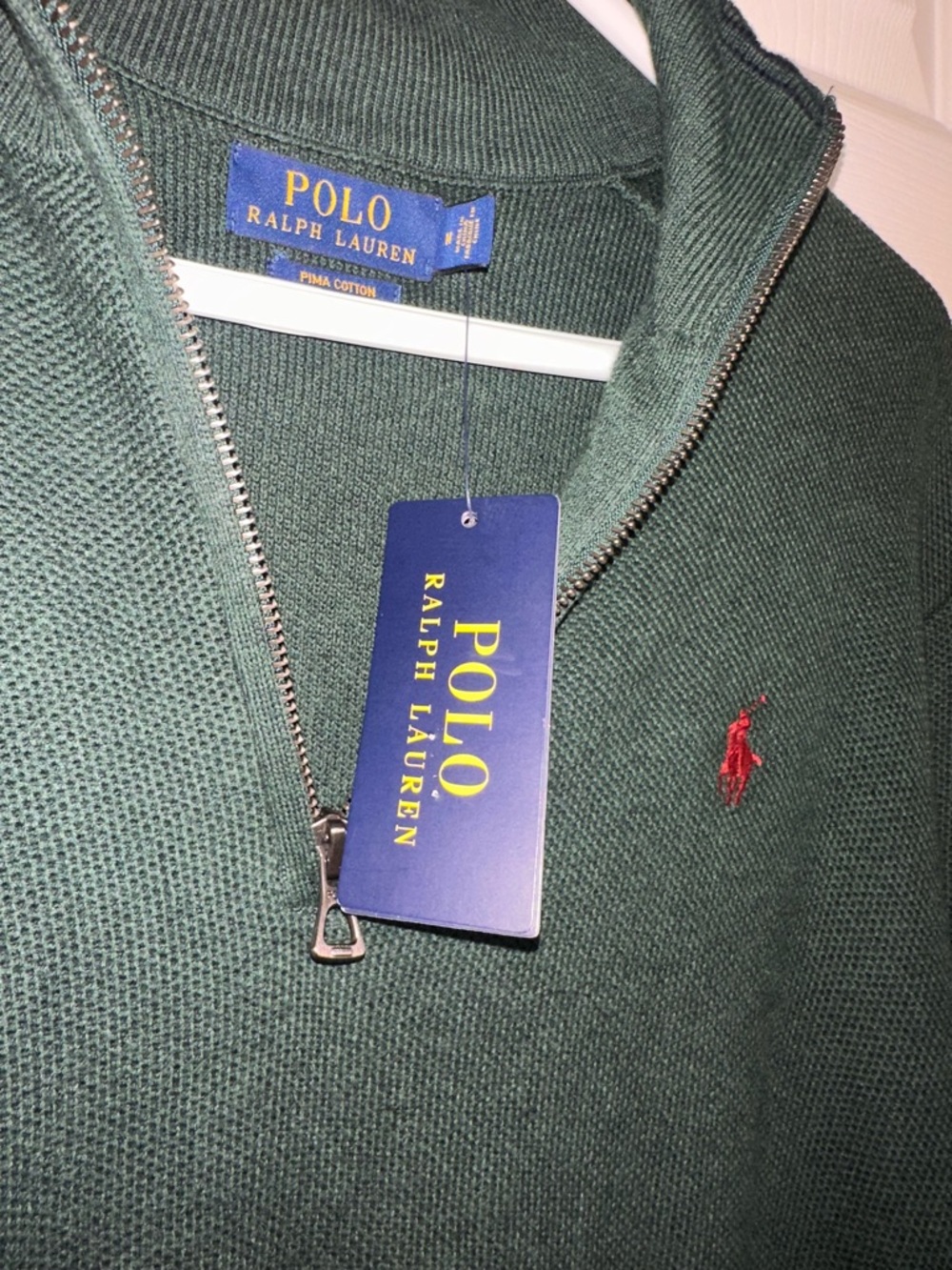 Polo Sweater Medium Green Pima Cotton NWT - Picture 4 of 11